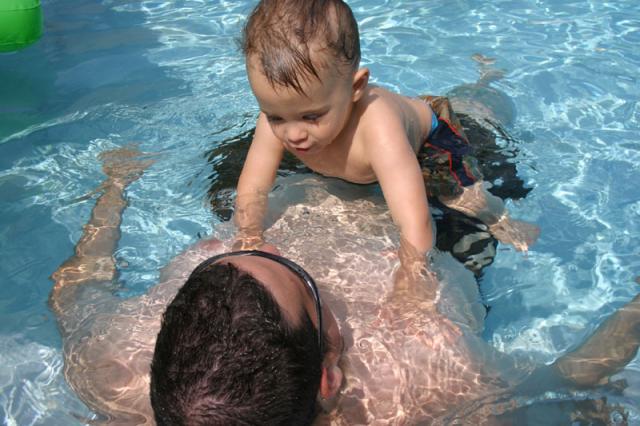 Wonder if he'd notice if I grabbed his glasses? ~ August 3, 2007