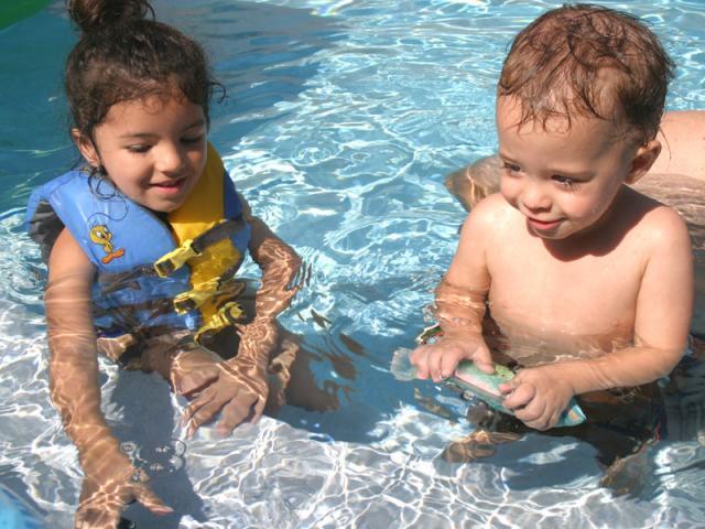 Playing in the pool ~ August 17, 2007