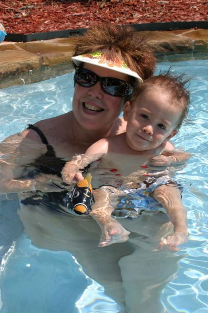 Hanging out in the pool with Aunt Janet ~ July 7, 2007