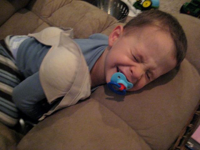 Yep, that's a bra he's using as a blanket ~ August 12, 2008