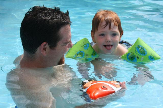 Father son swimtime ~ July 4, 2008