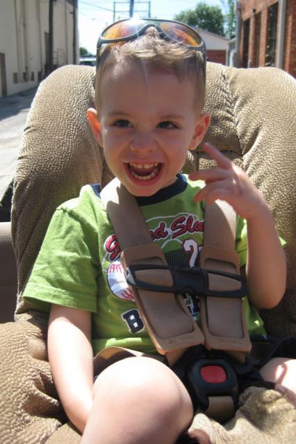 Glasses on his head, just like Daddy ~ May 9, 2008