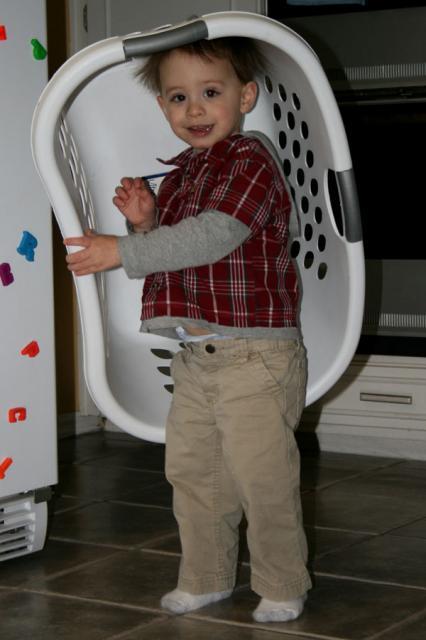 Laundry baskets also make cheap toys ~ December 28, 2007
