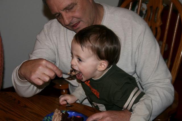 Attacking the birthday cake ~ December 14, 2007