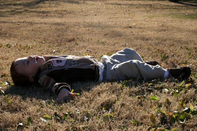 Rolling in the winter grass ~ December 18, 2007