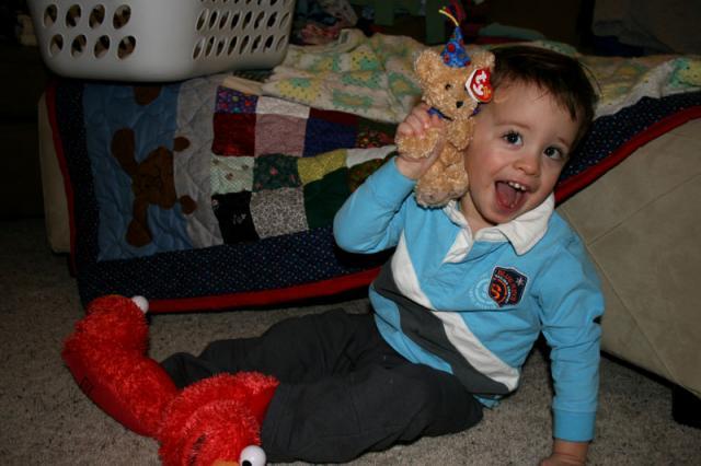 Birthday bear from Auntie Kristin! ~ December 19, 2007