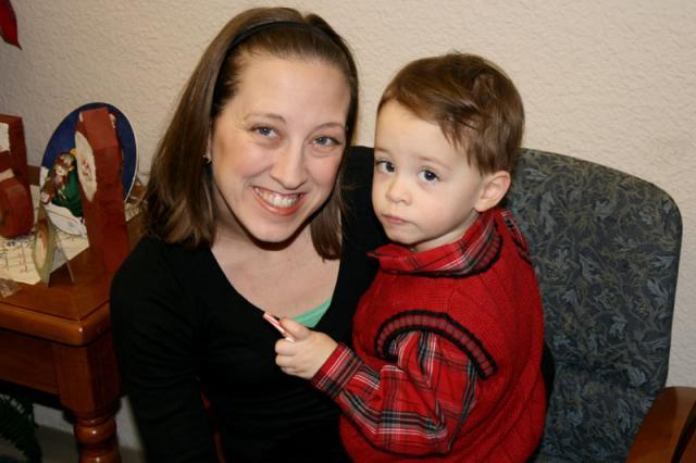 A little better now that we're safe in Janet's office with a candy cane ~ December 24, 2007