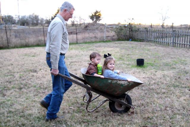 Apparently, the wheelbarrow seemed safer than the tractor ~ January 5, 2008