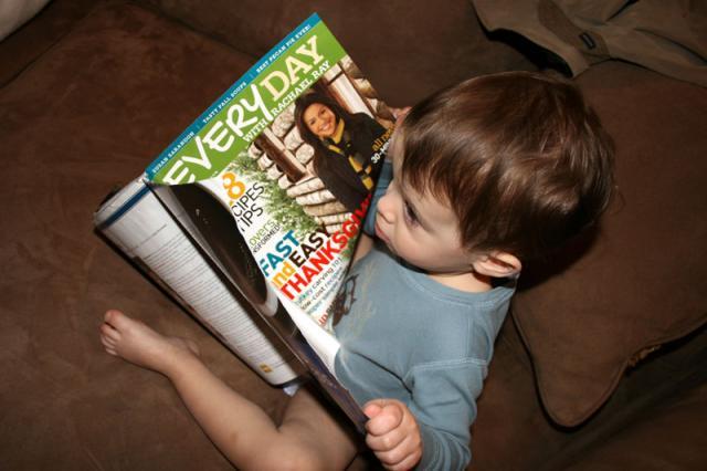 Catching up on his reading ~ January 16, 2008