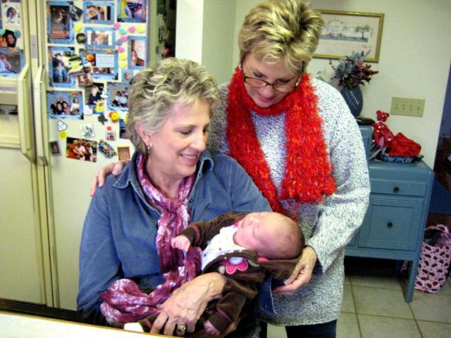Aunt Di & Aunt Bebe admire Bella ~ February 13, 2010