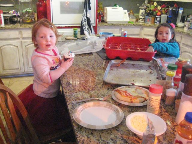 Gracie and Elyn steal the last two cupcakes