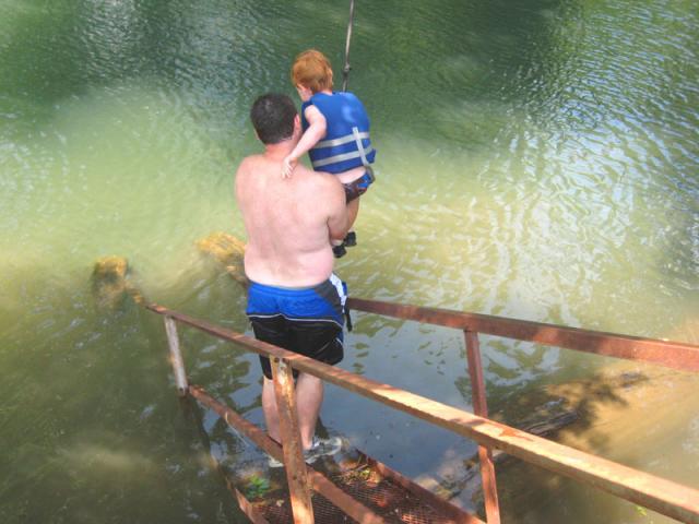 Okay, son, tell your mother you love her... (Toren was smarter than his dad and didn't jump.)