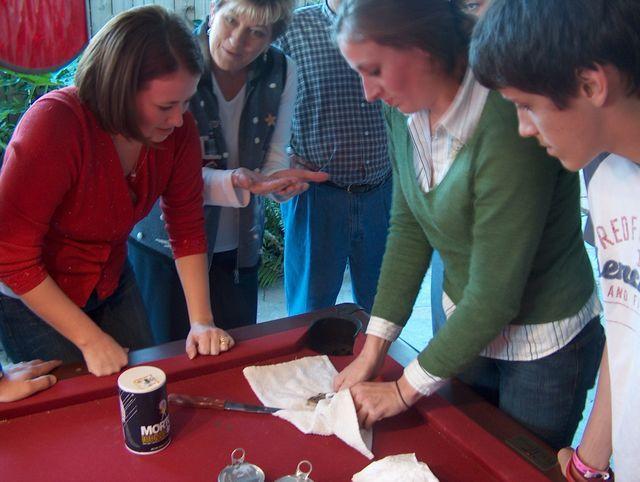Cracking open the oysters