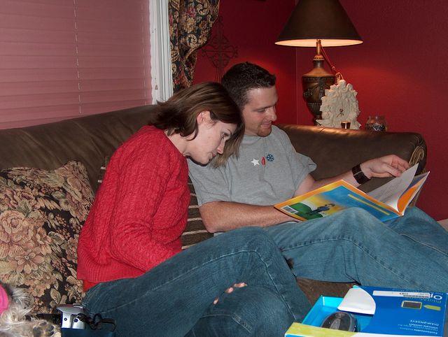 Kyle & Jen reading their new book "Walter the Farting Dog"