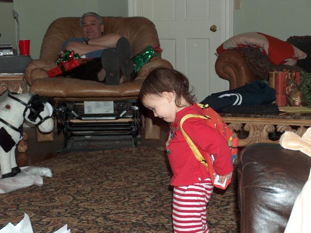 Gracie and her new backpack -- all the grandkids got one!