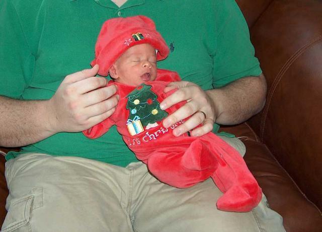 Baby's First Christmas outfit! Yes, the hat's a bit big!