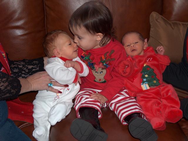 A kiss for baby Toren!