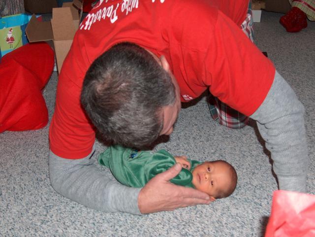 Papa Joe plays with his little buddy
