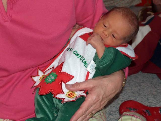 Had to have a Christmas bib to go with his Christmas outfit!