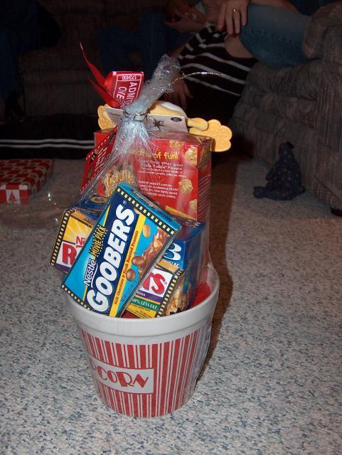 A movie gift basket for Jake & Abby from David & Marsha!
