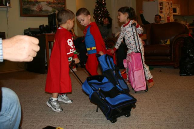 Are we all packed for the super hero convention?