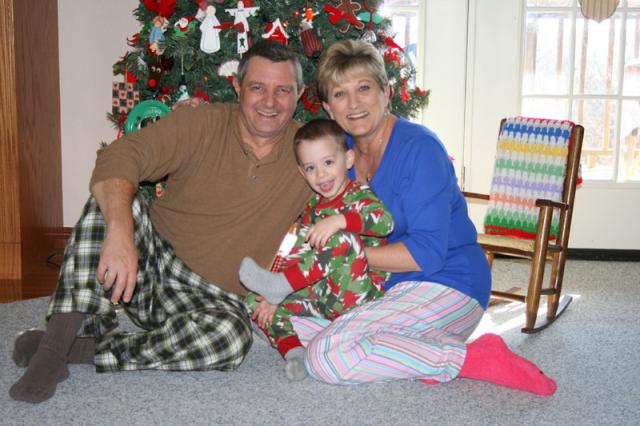 Papa, Coco & Tyler in their Christmas PJs