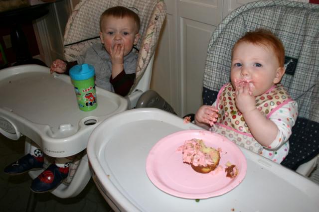 Babies + cake = happiness