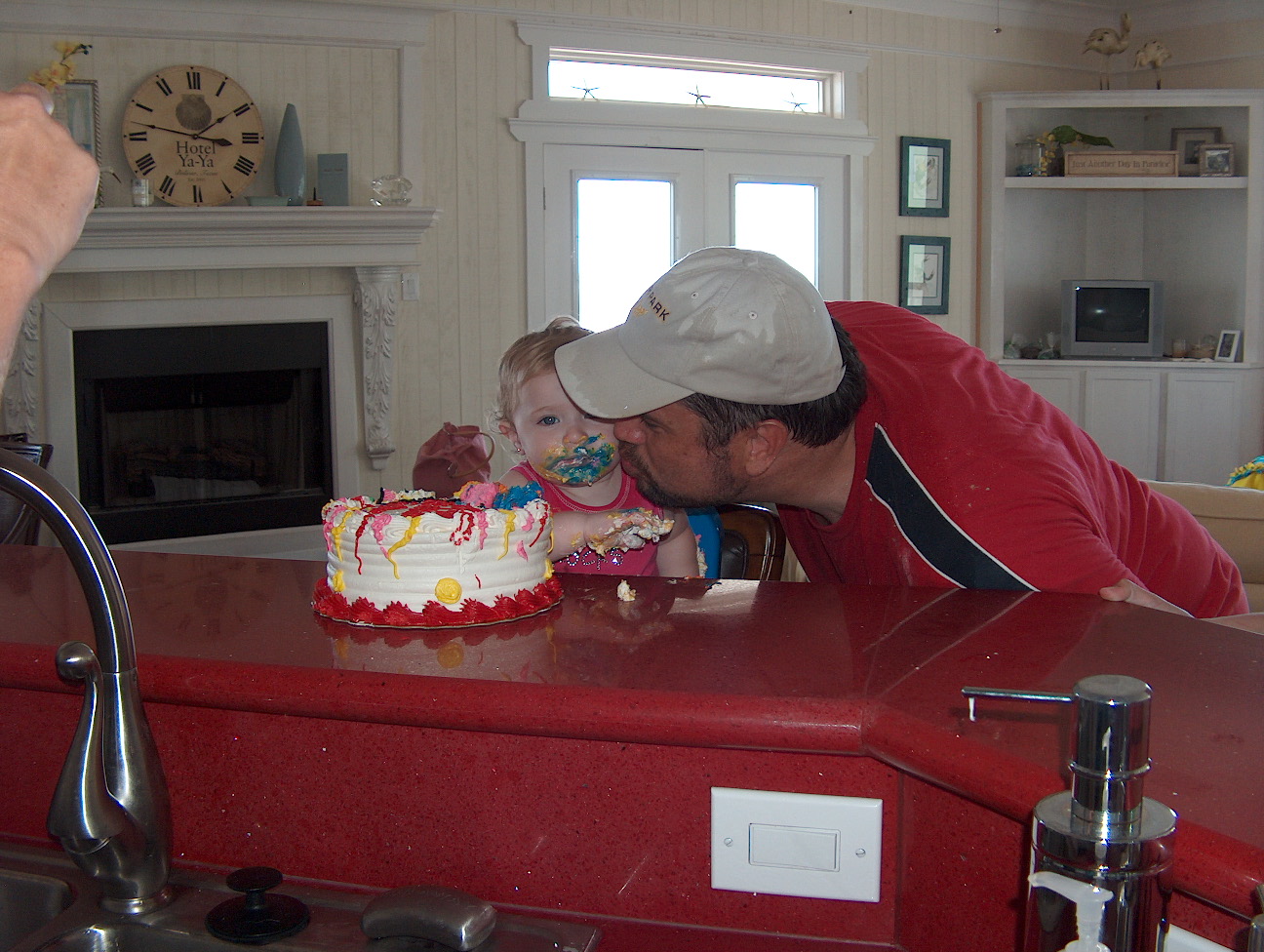 A birthday kiss from "Pawpaw" Blake