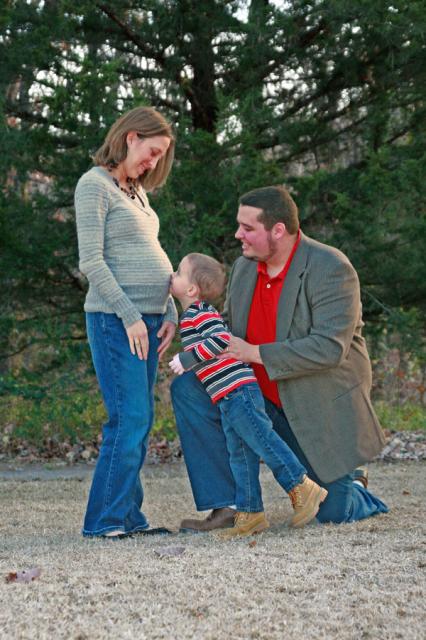 Kissing the baby (at least he didn't pull up my shirt like he usually does)