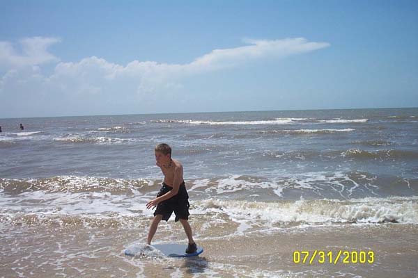 Trying out the Skimboard