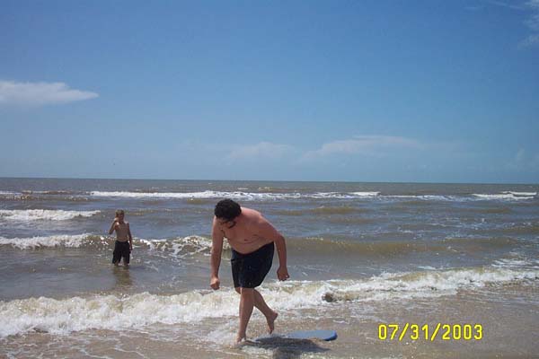 Trying out the Skimboard