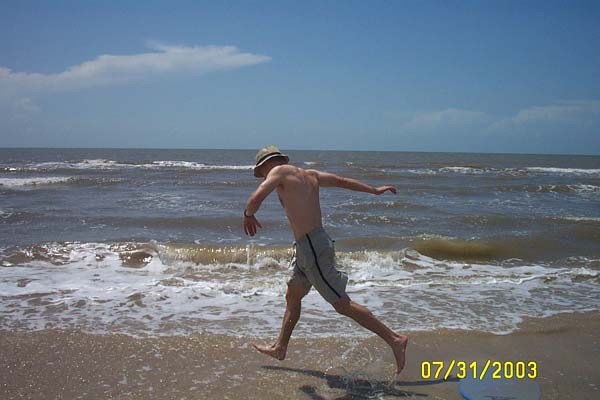 Trying out the Skimboard