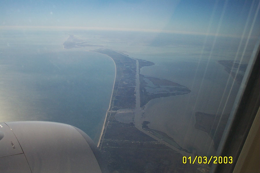 View from the airplane...we're pretty sure this is Pt. Bolivar, TX!