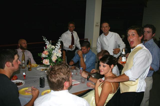 Happy reception crowd