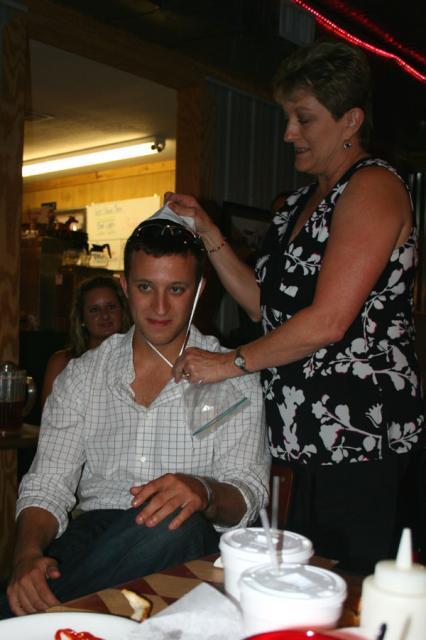 The baby bonnet Nanny made doesn't quite fit anymore, but it will work great in Megan's bouquet