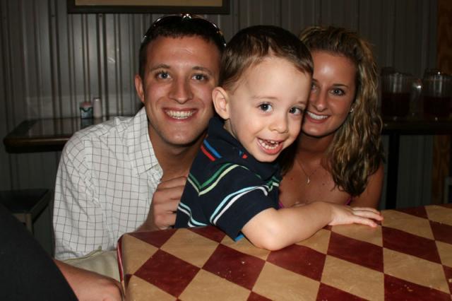 Happy couple plus happy nephew