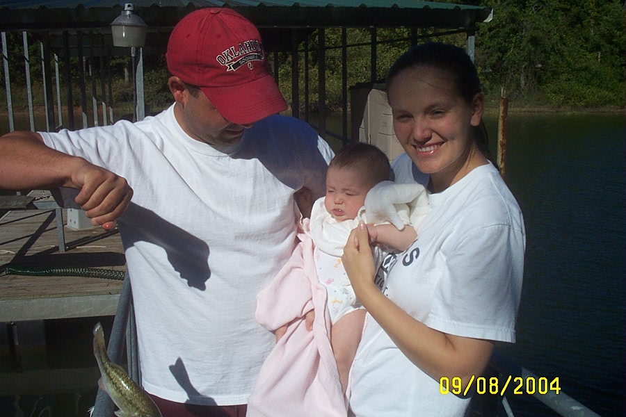 See the fish, Gracie? (The fish jumped to safety before Gracie got a good look.)