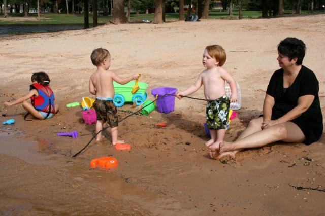 Playing on the beach