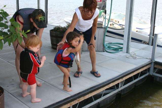 Feeding the fish at the marina