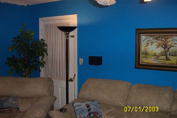 About half way done painting...doesn't the blue look pretty?