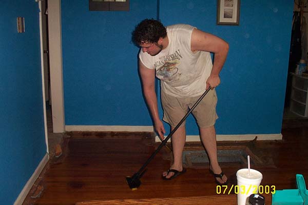 Scrubbing the floor...this was hard work!