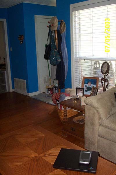 The coffe table even matches the floor!