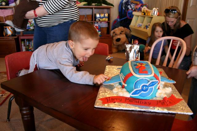 The birthday boy's a bit excited