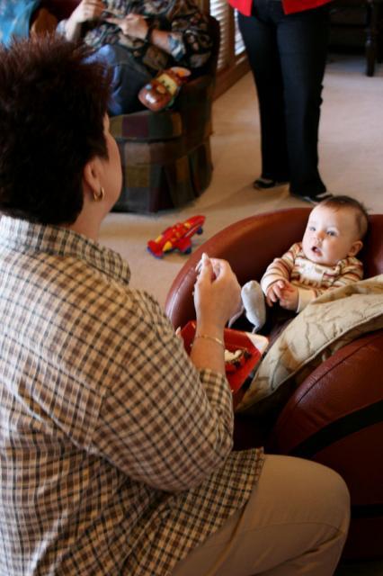 Aunt Janet taunting Sam with her cake