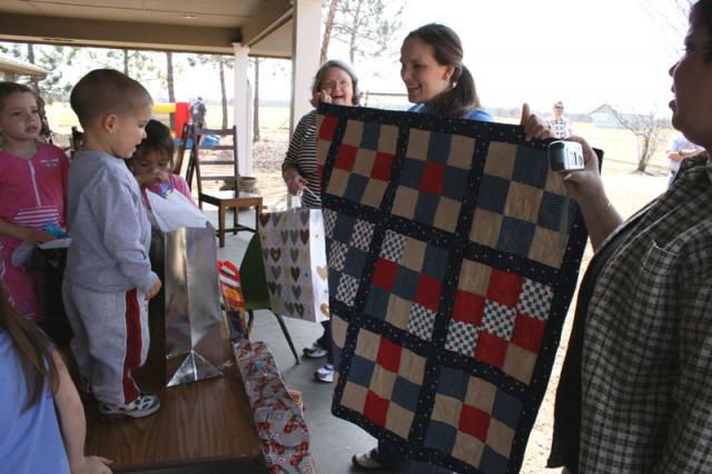 Cool, a quilt from Aunt Janet!