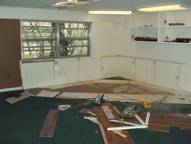 The desk is gone! (And the mess is amazing!)