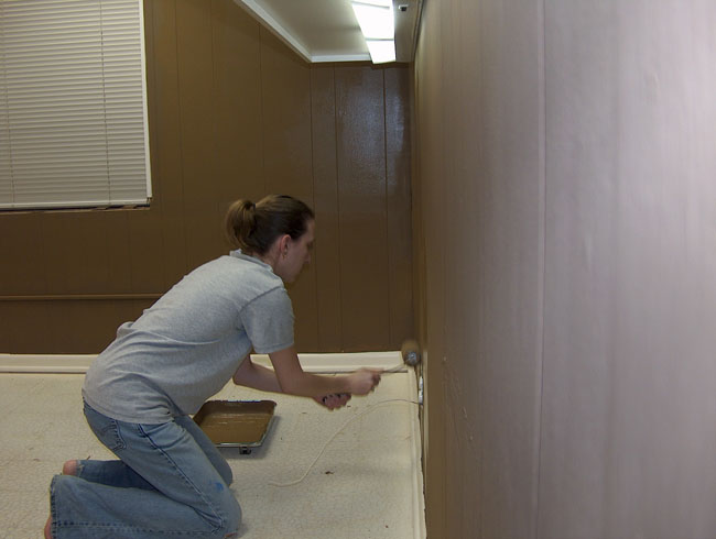 Finally finishing up the 2nd coat (at about midnight)