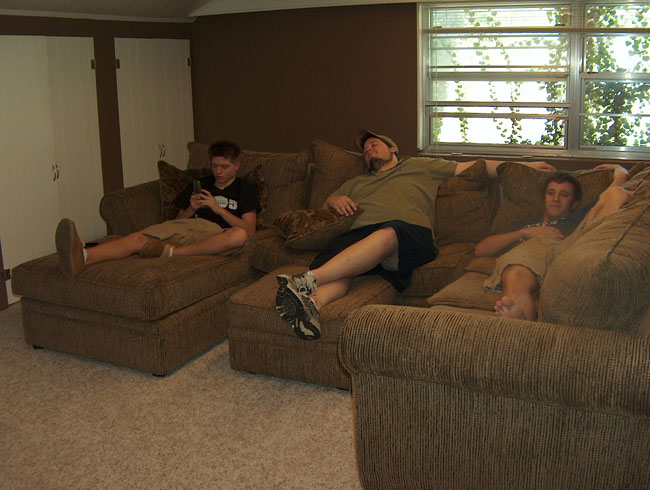 The exhausted workers (Brandon, Jake and John)