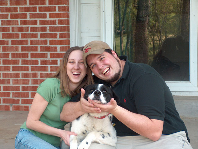 Look at the camera, Eddie! (No, we're really not hurting him.)