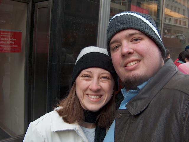 Waiting in line in the freezing cold!